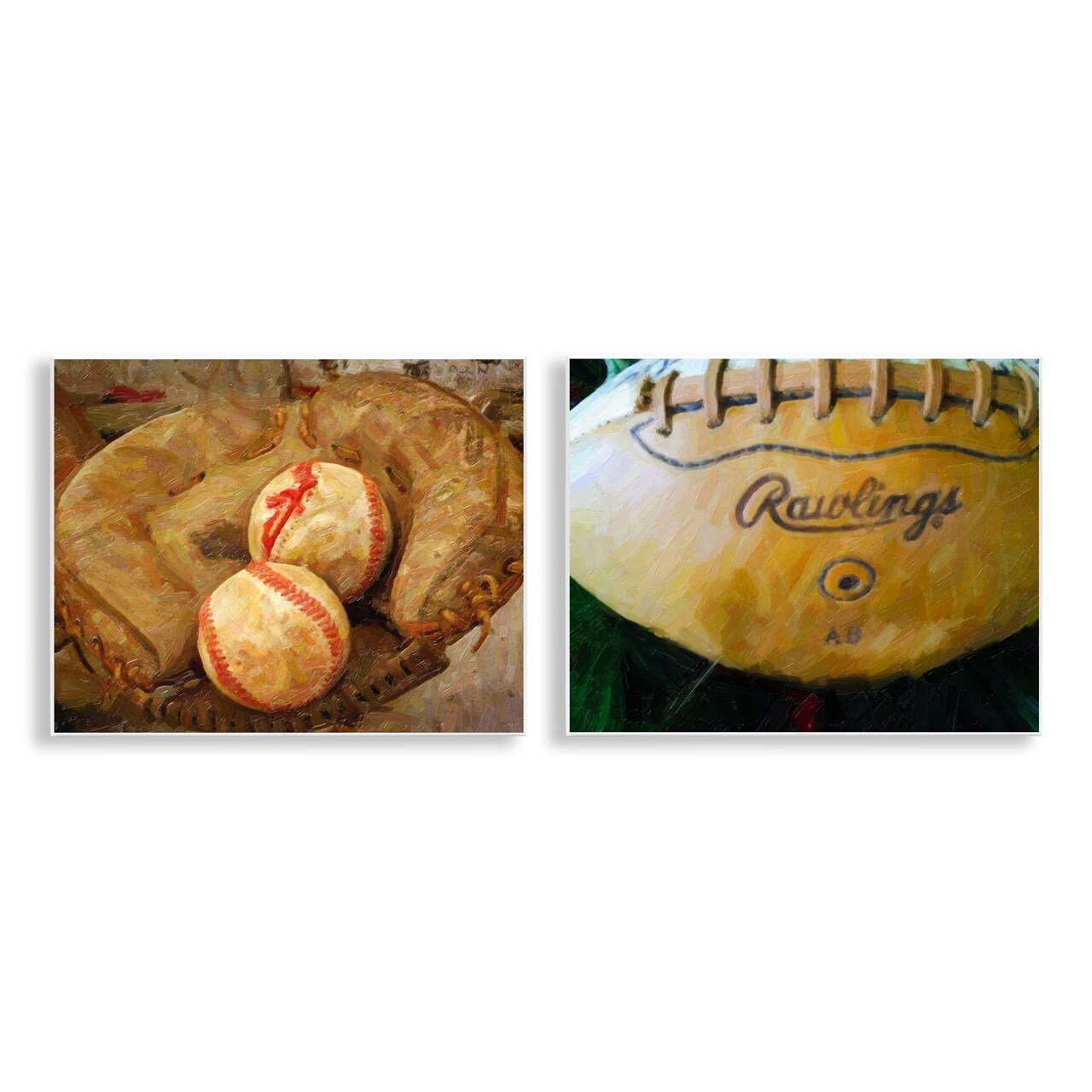 Stupell Industries Sports Balls & Mitt 2pc Wall Plaque Art Set Design by Graffi*tee Studios